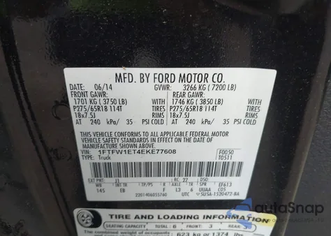 2014 Ford F-150 Lariat from USA, damaged, VIN 1FTFW1ET4EKE77608